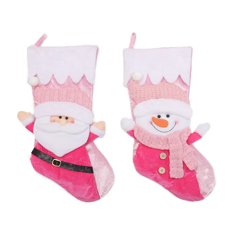 Bas de noël personnalisés pour bébés filles, cadeaux de noël personnalisés, bas rose pour bébés