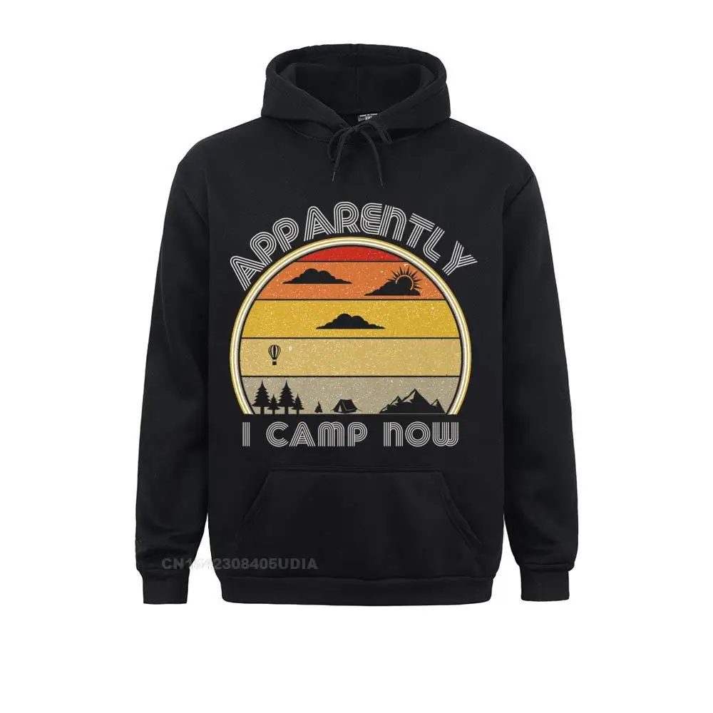 Cheap Men Sweatshirts Retro Gifts For New Camper First Time Camping Apparently I Premium Hoodie Simple Style Hoodies Hoods