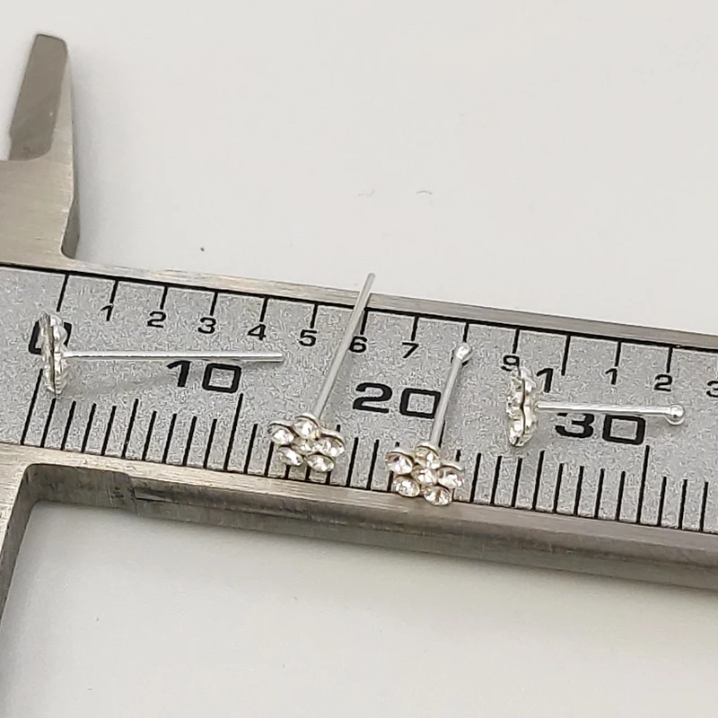 925 Sterling Silber Nase Gestüt Klar Kristall Blume Nase Pin Knochen Mode Körper Piercing Nasenloch Schmuck Für frauen 20 Teile/paket – Detail 4