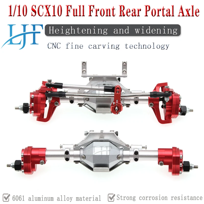 

LJF SCX10 Aluminum CNC Anodized Full Front Rear Portal Axle for 1/10 RC Crawler Car Axial SCX10II 90046 90047 Upgrade Parts NO.C