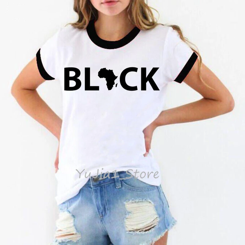 Liebe schwarz African American brief drucken t shirt frauen kleidung Melanin Poppin Hemd lustige t-shirt femme Schwarz power tops