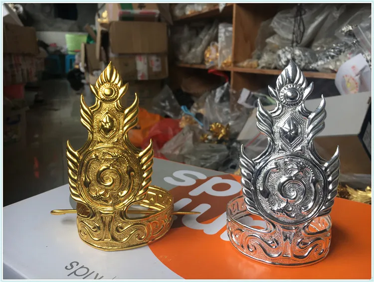 

Traditional Seal Cutting Hollow-out Artwork Miao Silver Handmade Male Hair Tiara Prince Crown Piece Gold Silver 2 Colors Plating