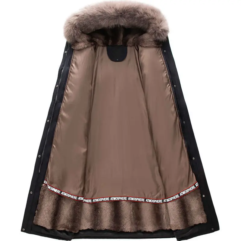 2022 NEW plus size raccoon Fur collar Liner Detachable natural Fur Coat winter jacket X-Long Women Mink Fur liner hooded parkas