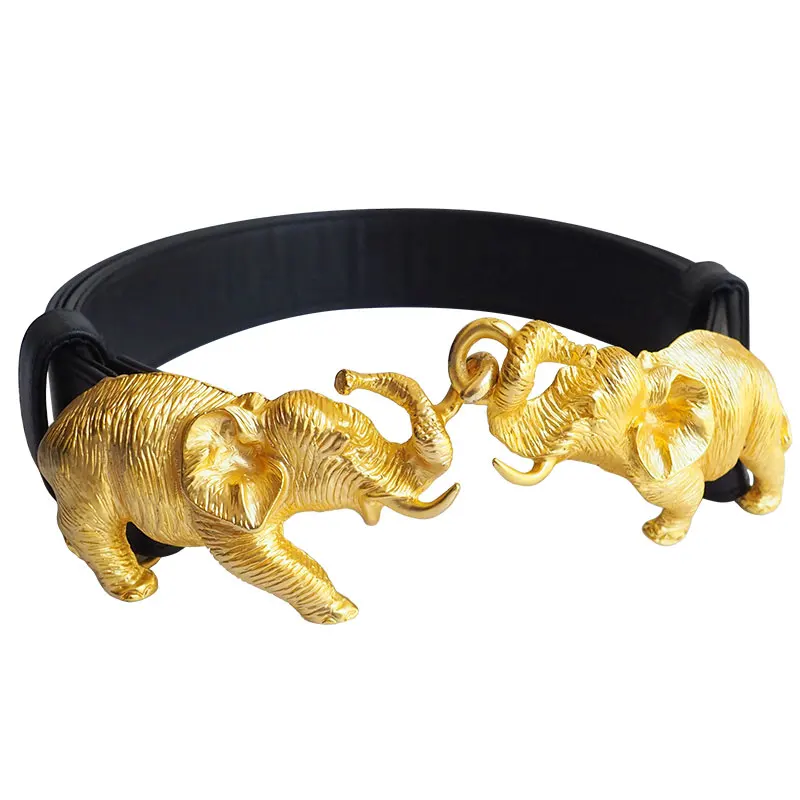 Exquisite Carved Elephant Leather Belt for Women, Clothes Decoration,Original Design ,Four Seasons