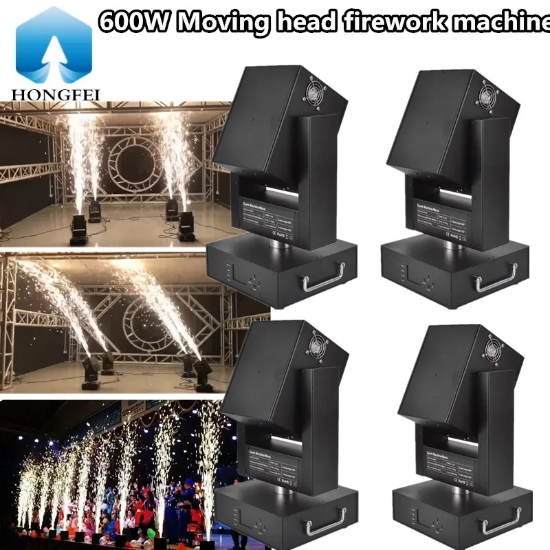 4PCS/ 600W Moving head firework machine Electronic shaking head spray machine, stage  performance special effects cold fireworks