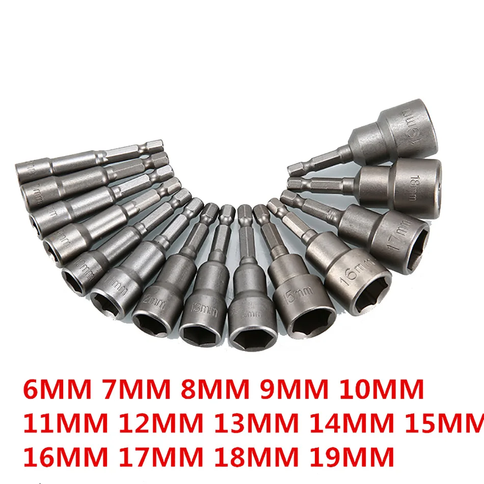 1pc convertitore di punte per cacciavite magnetico a sgancio rapido 6mm-19mm Bit Holder 1/4 "Hex Sleeve Shank supporti elettrici trasforma giunto