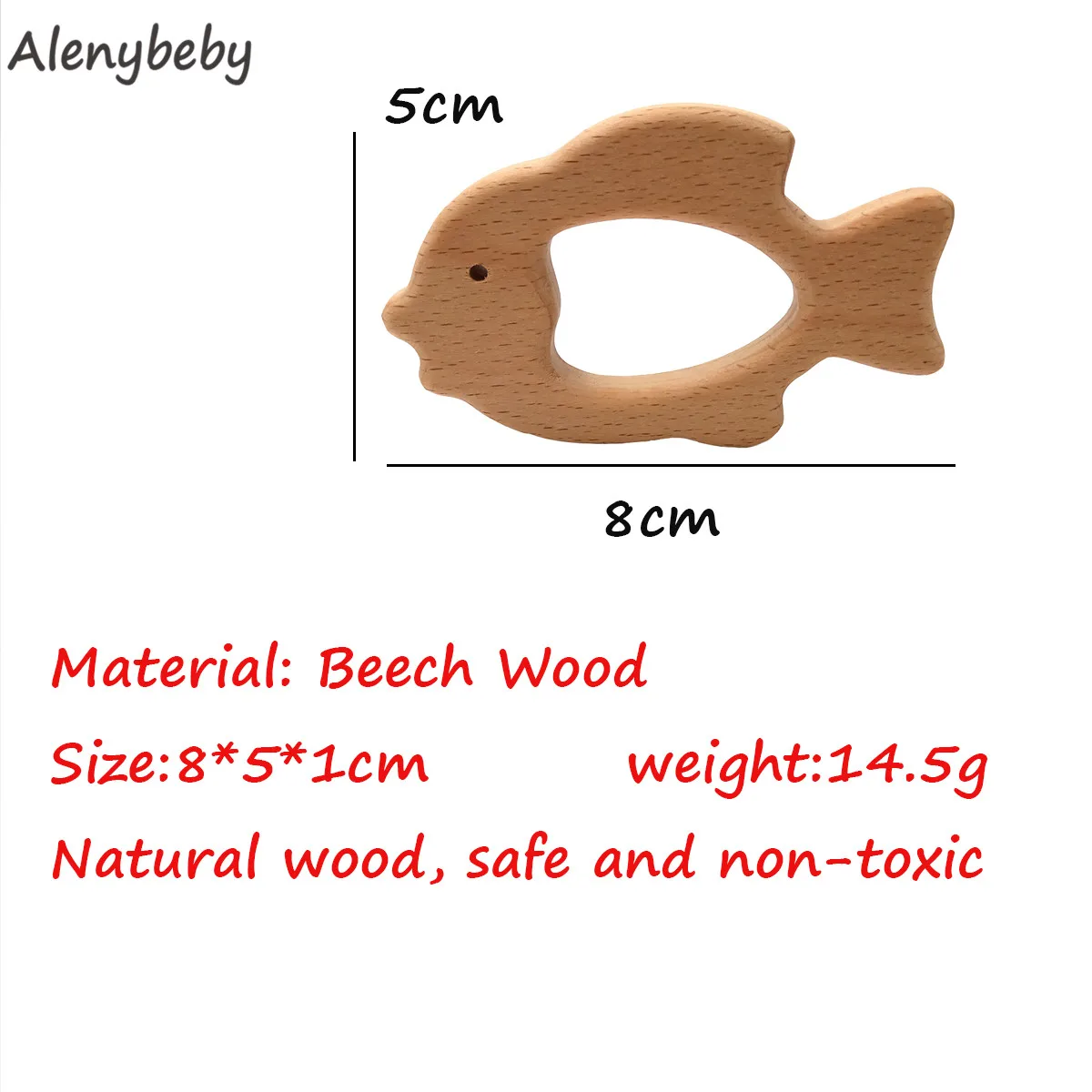 Organic Baby Teether Product Beech Wooden goldfish Teether DIY Wood Personalized Pendent Eco-Friendly Safe Baby Teething Chew To