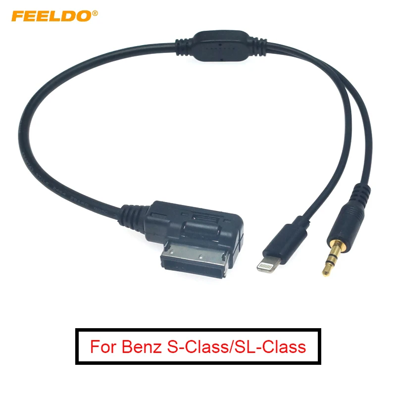 

FEELDO 5Pcs Car AMI/MDI Interface To 3.5mm Male Audio AUX + Lightning Jack Charge Only Adapter Cable For Mercedes Benz #MX6257