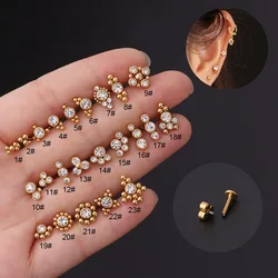 1PC 16G Internally Threaded G23 Titanium & Steel Bar Opal Ear Piercing Jewelry Helix Tragus Cartilage Earrings Labret Nose Stud