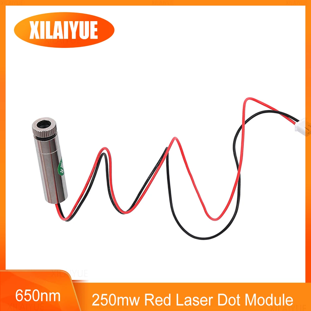 Módulo de punto láser rojo de 650nm y 250mw, longitud Focal ajustable, cabezal láser de máquina de grabado DIY de alta potencia