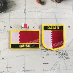 QATAR National Flag Embroidery Patches Badge Shield And Square Shape Pin One Set On The Cloth Armband Backpack Decoration Gifts