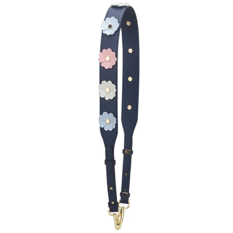 Wide PU Flower Shoulder Bag Strap For Women Replacement Long Leather Handbag Belt Colorful Rivet Floral Crossbody Bag Handle