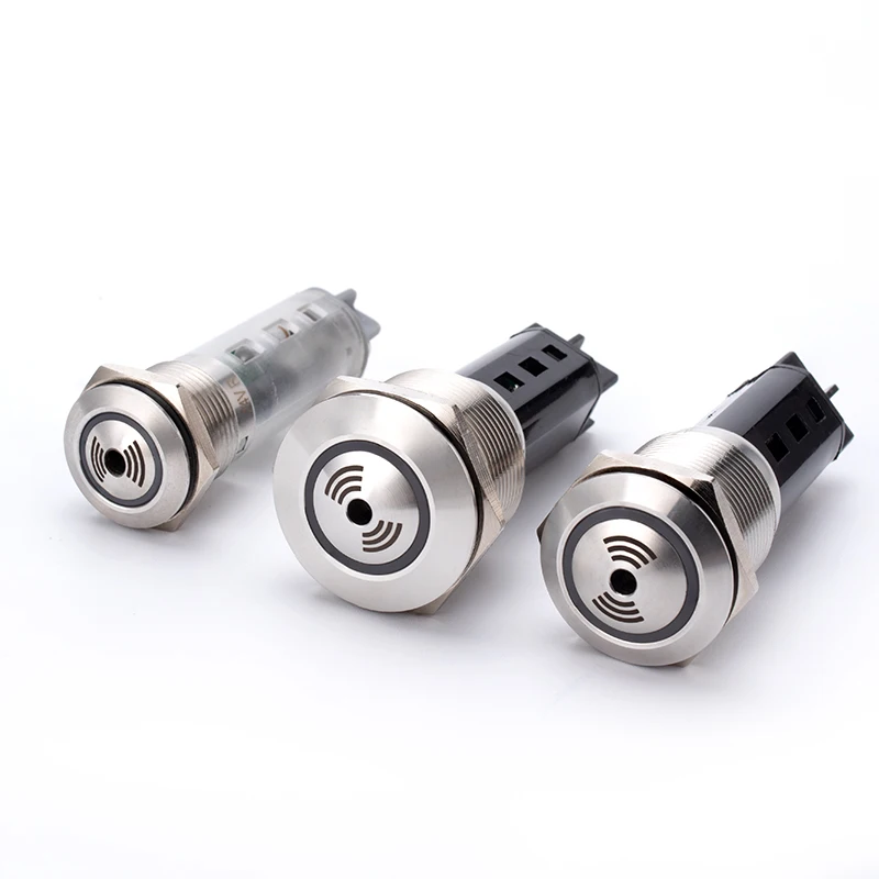 Sound and Light Metal Buzzer 12V 24V 220V 16mm 19mm 22mm Metal Buzzer 70 Decibel Metal Indicator Light with Buzzer