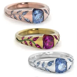 Foydjew Hot Jewelry Silver/Gold/Rose Gold Color Rings Inlaid with Zircon Exquisite Tree Leaf Ring Personalized Simple Jewelry