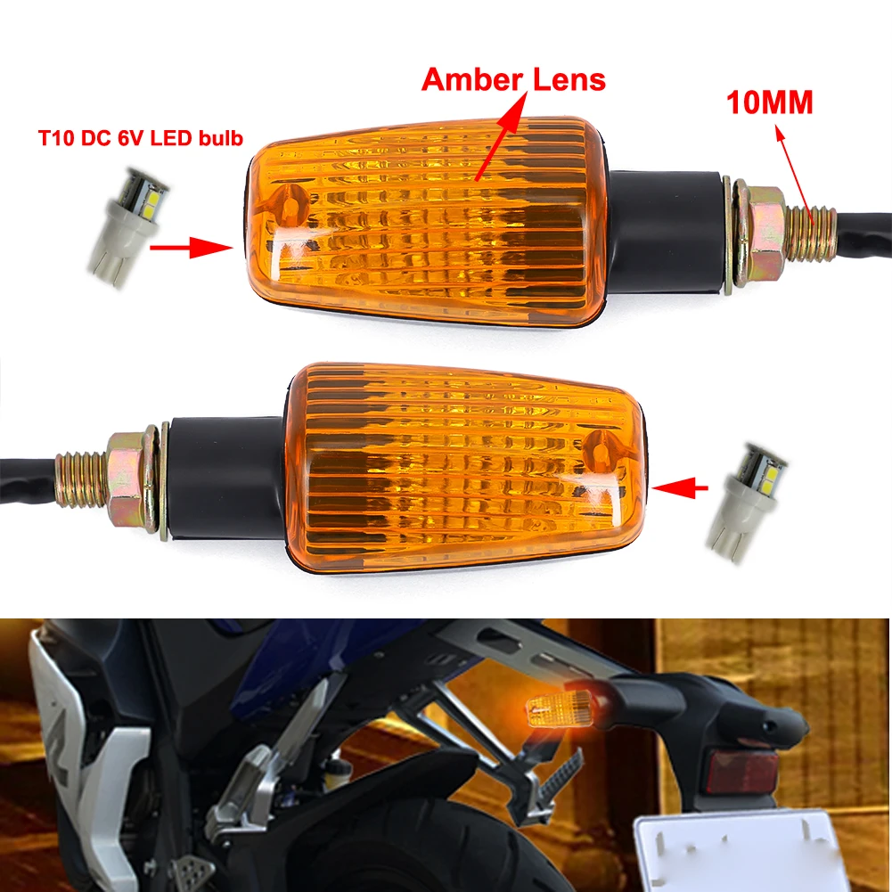 6V Motorcycle LED Turn Signal Lights Motorbike Indicator Universal Lamp Beads Indicator Amber Lens For Scooter Moped Bike