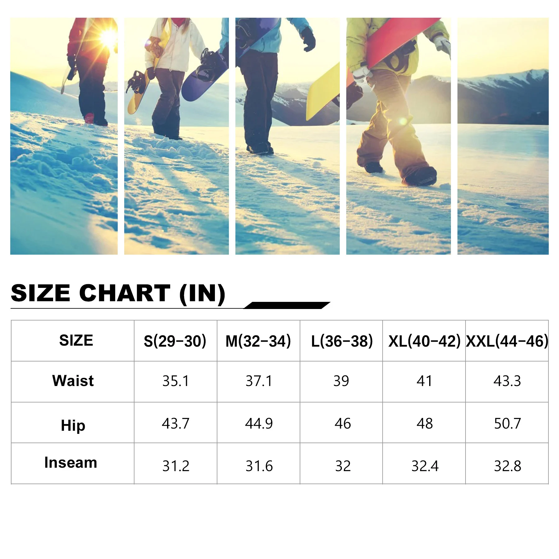 HARD LAND Men\'s Snow Pants Waterproof Insulated Ski Pants Windproof Durable Snowboard Pants for Winter