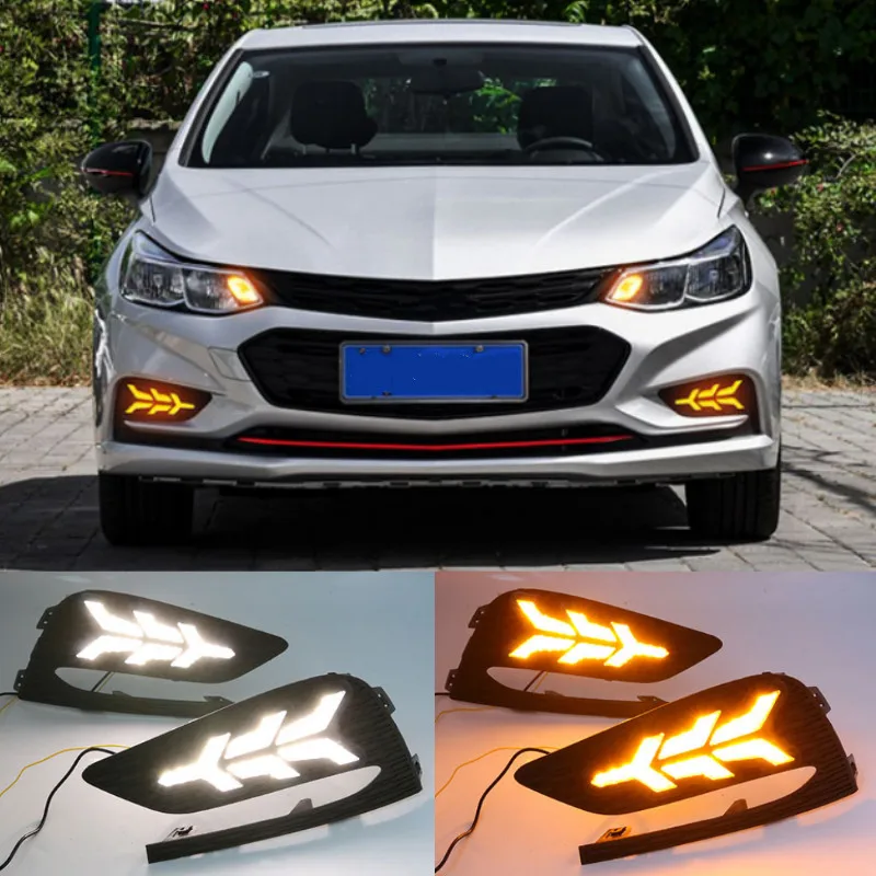 2Pcs DRL For Chevrolet Cruze 2016 2017 2018 Daytime Running Lights fog lamp cover headlight 12V Daylight signal for Chevy