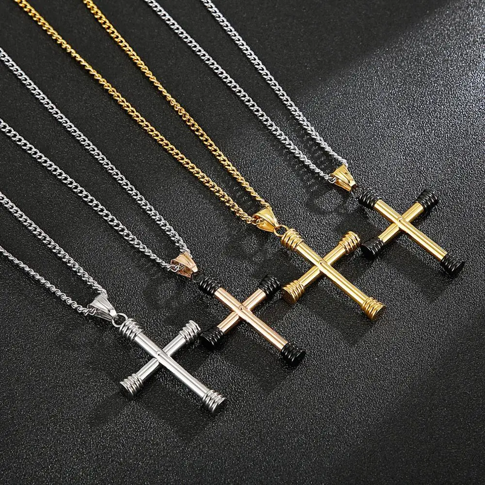 Kalen Color Block Cross Stainless Steel Pendant Hip Hop Male Rock Style Men's Jewelry