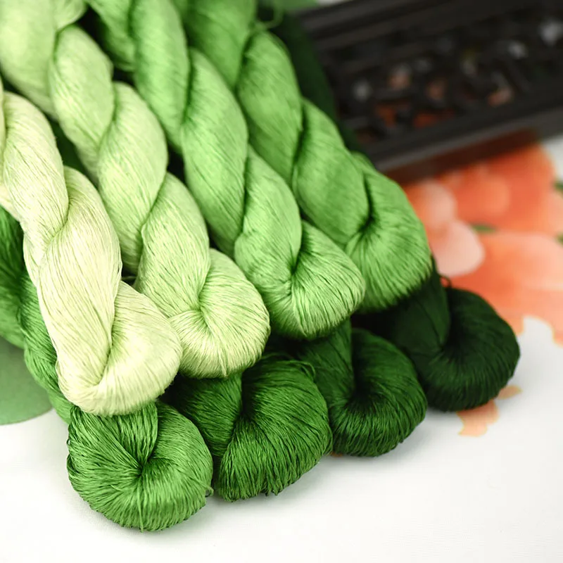 No.109 silk embroidery thread / 100% silk thread /hand embroidery embroider cross stitch/ Licorice green/8  gradient color