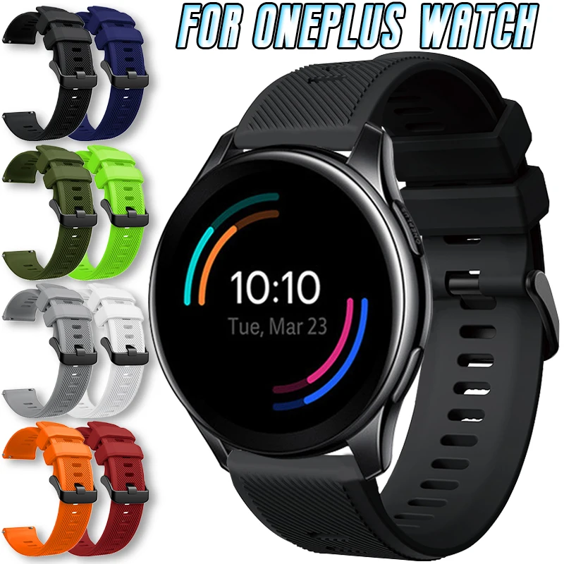 For Oneplus Watch 22mm Silicone Strap Smartwatch Replacement Band Quick Release Stripes Textures Patterned Bracelet Accessories