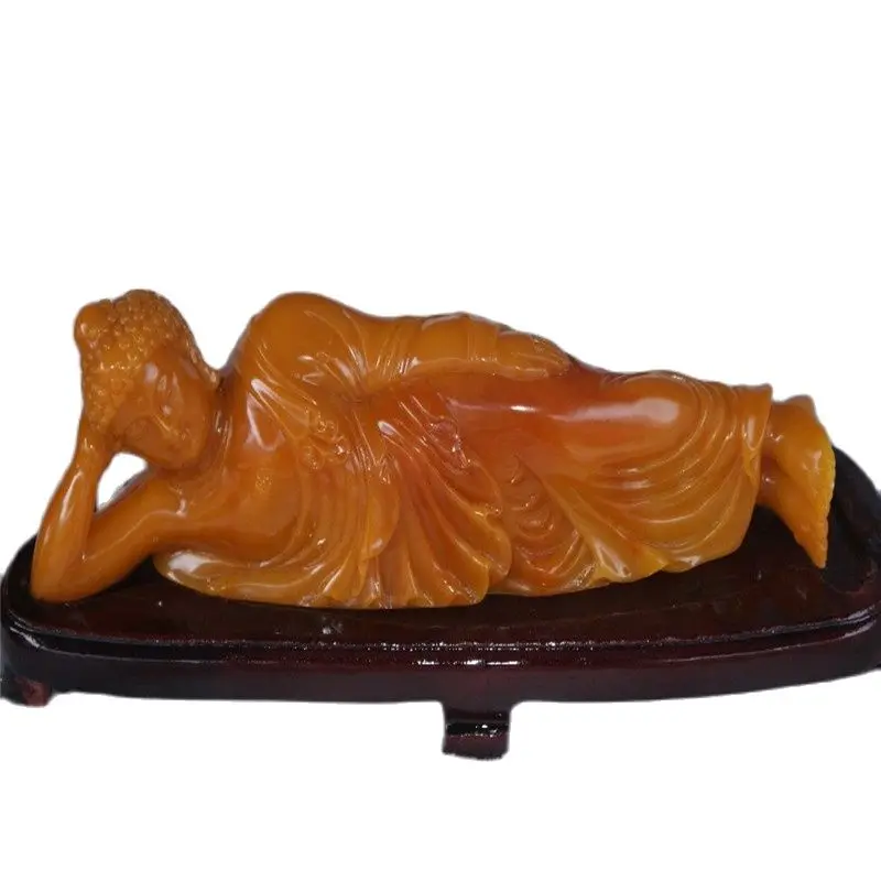 

China Shoushan Stone Old Hand Carved The Buddism Sleeping Buddha Statue
