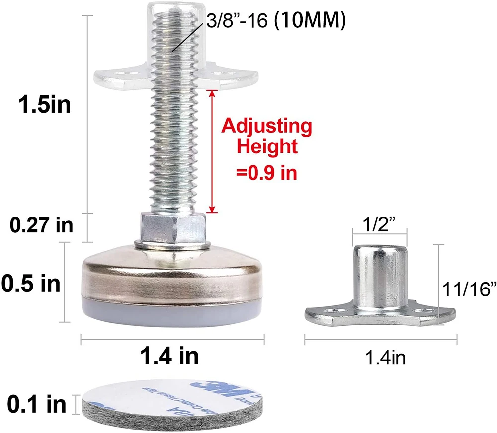 Heavy Duty เฟอร์นิเจอร์ Leveling ฟุต,ปรับขาเฟอร์นิเจอร์ Levelers สำหรับโต๊ะเก้าอี้ตู้โซฟา Raiser,สนับสนุน1320LB