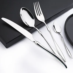 18/10 Dinnerware Vintage Cutlery Set Stainless Steel Mirror Silverware Set Spoons Knife Fork Tableware Home Kitchen Flatware Set