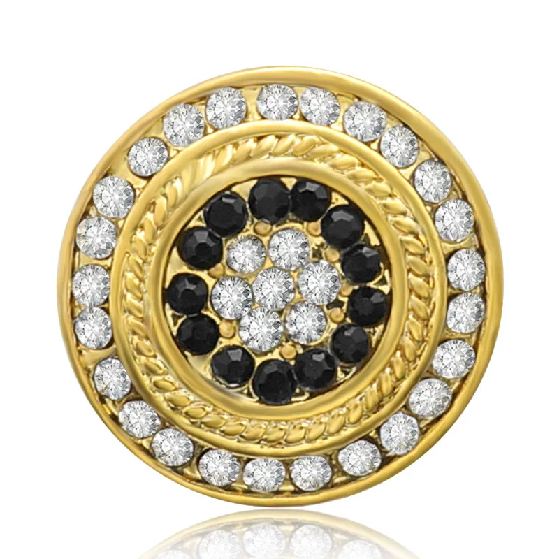 New Beauty Golden style flower rhinestone crystal 18MM snap buttons fit DIY 18MM snap bracelet snap jewelry Gift