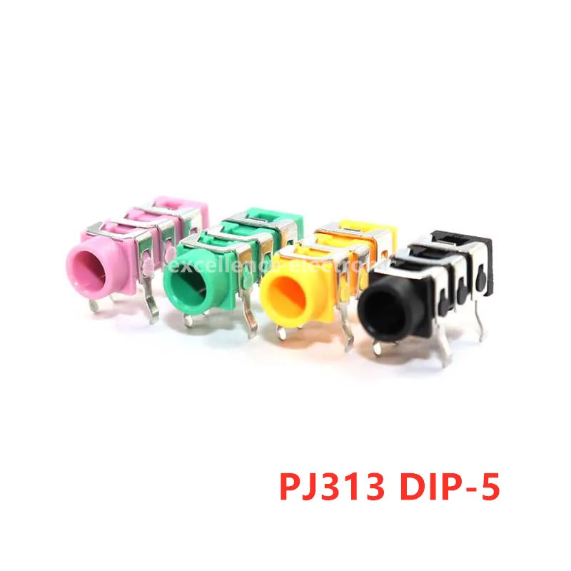 

10Pcs PJ313 3.5mm 5Pin Stereo Headphone Audio Jack Earphone Socket Audio Socket The 3 Section Of the 5pin PJ313 Pink Black Green