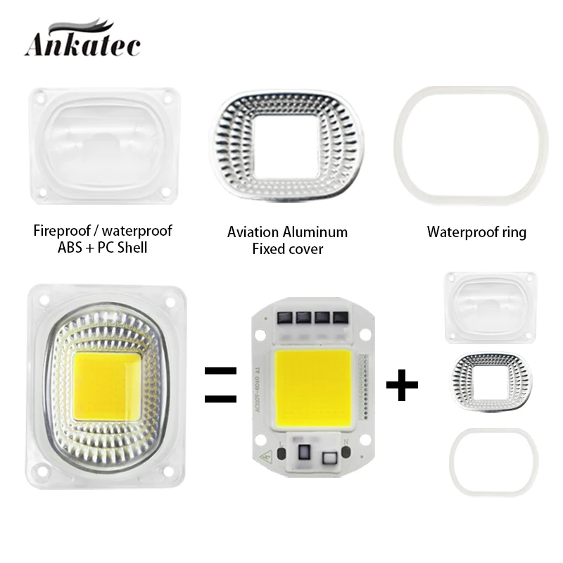 Puce de lampe LED COB, 10W, 20W, 30W, 50W, AC110V, 220V, perles IC intelligentes, bricolage pour budgétaire, puce COB, blanc froid, blanc chaud