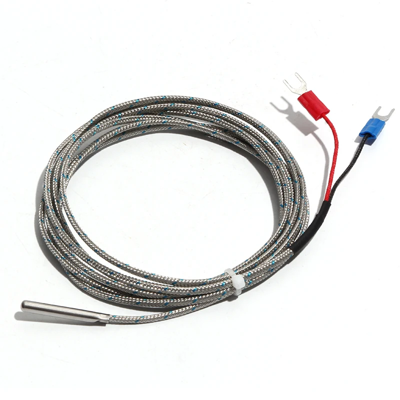 

LUJINXUN K-тип/PT100 Датчик температуры термопары 4*30 мм 1 м Устойчивый к высоким температурам металлический экранированный провод Голый жирный зонд