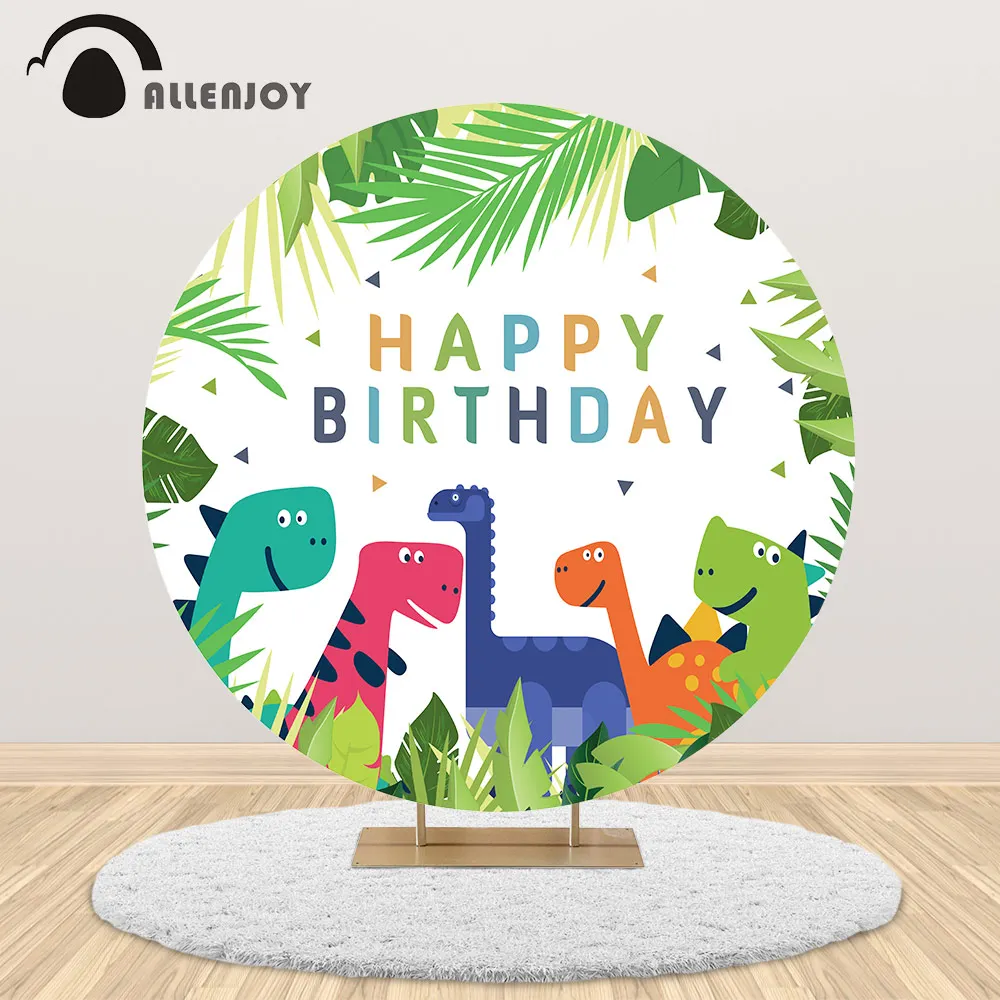 Allenjoy Dinosaur Safari Party Round Background Circle Backdrop Cover Happy Birthday Baby Shower Newborn Decor Photozone Banner