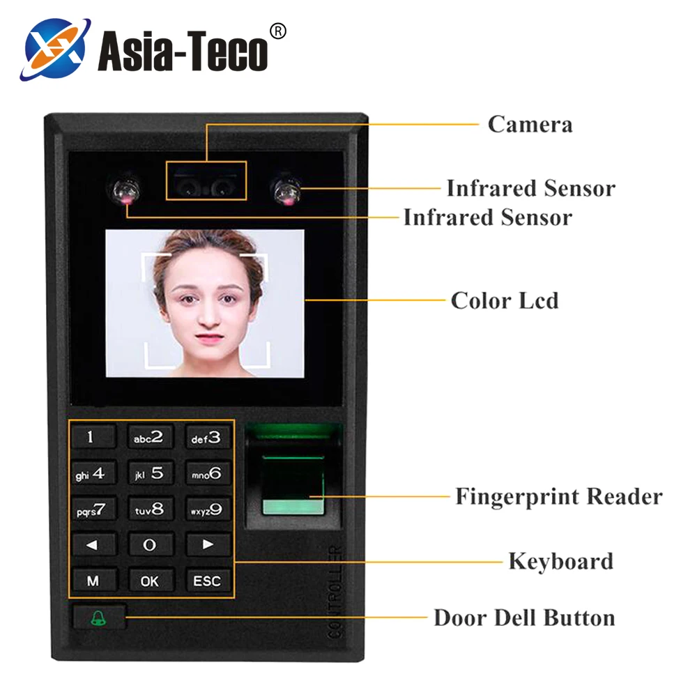 

Facial Face Door Access Control System Kit Biometric Fingerprint Attendance Usb Password Electric Locks X102-S