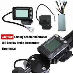 24V/36V Folding Scooter Controller Accessories Carbon Fiber Scooter Controller LCD Display Brake Accelerator Throttle Set