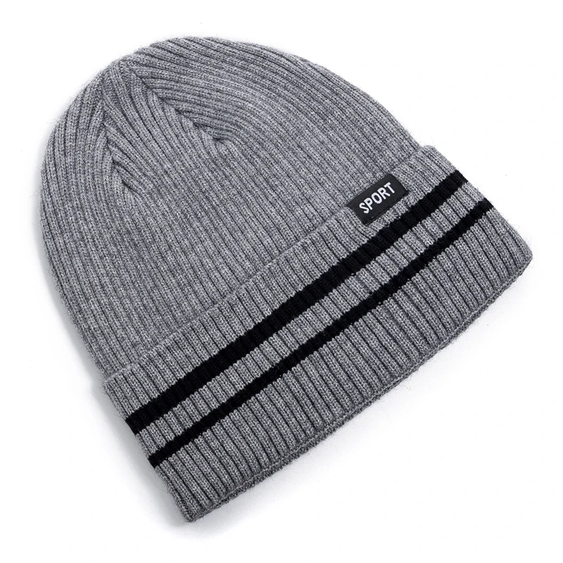 New Unisex Winter Hat Add Fleece Warm Cap Stylish Striped Soft Beanie Hat For Men Women Outdoor Thicken Ski Sports Knitted Hat