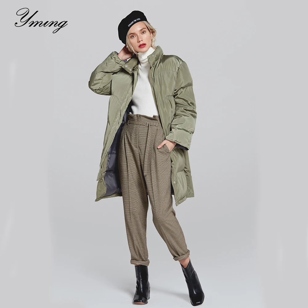 

YMING Winter Women's Hooded Thicken Plus Size Cotton Jacket Women's Cotton Jacket Long Collar Long Sleeve Cotton Jacket