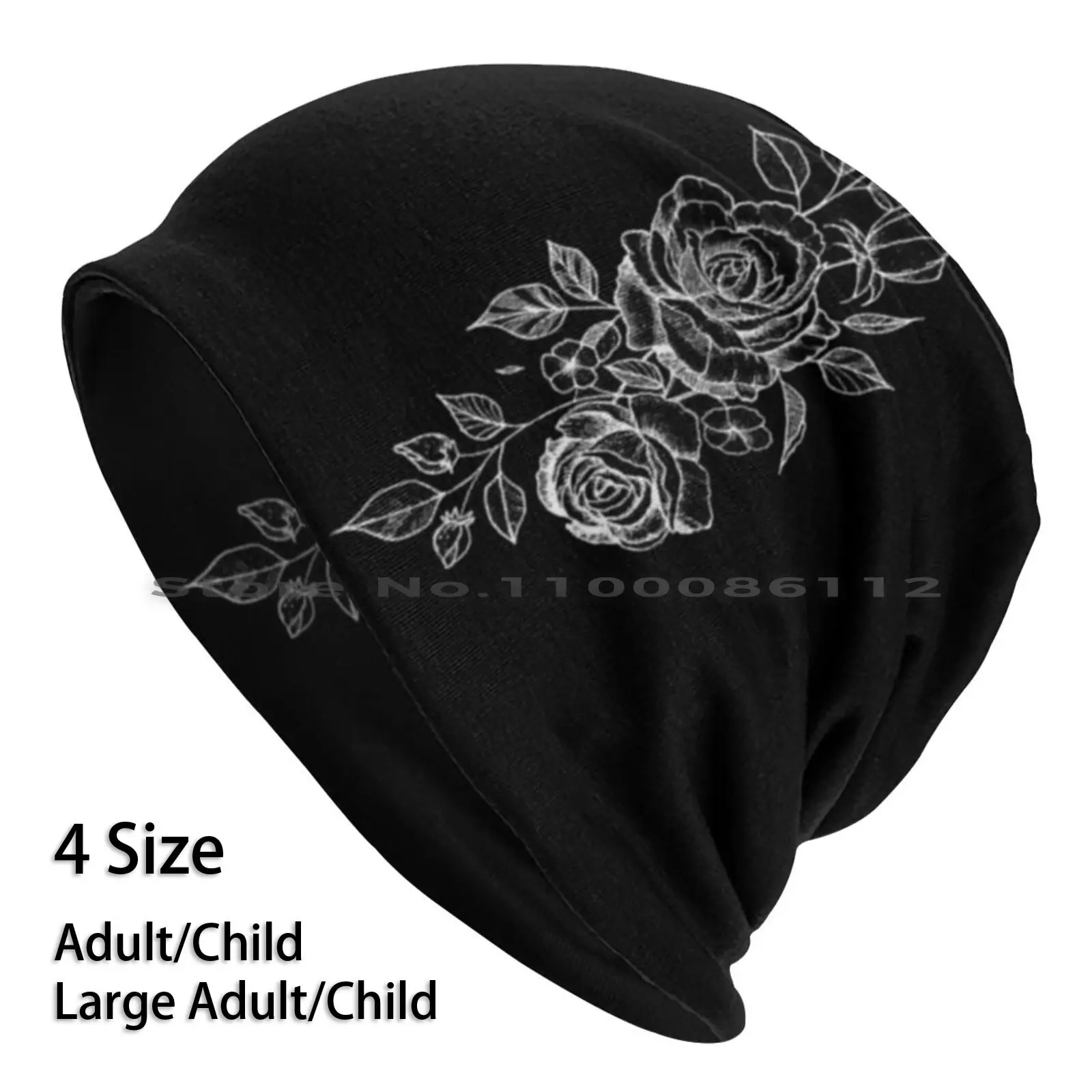 Beautiful Dark Roses Beanies Knit Hat Rose Dark Flowers Black And White Nature Floral Pattern Pretty Cool Cute Spring Yellow