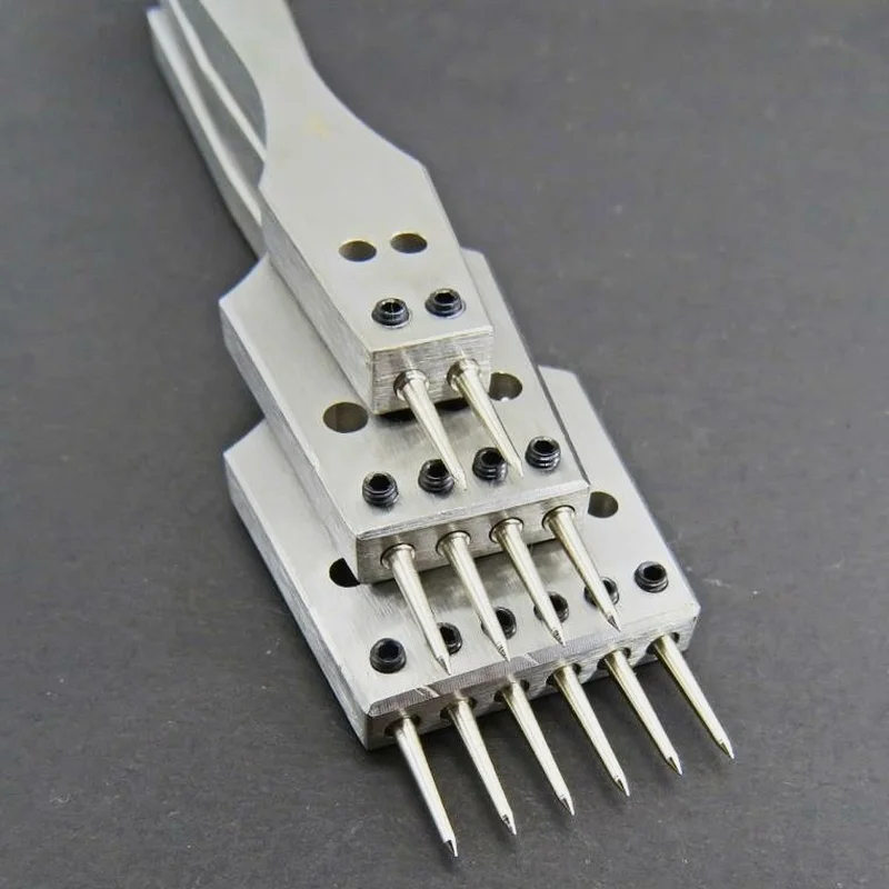 Removable Round Hole Leather Punch 4mm Spacing Chisel Round Head Lacing Stitching Sewing Tools 2/4/6 Prong Leathercraft Cut