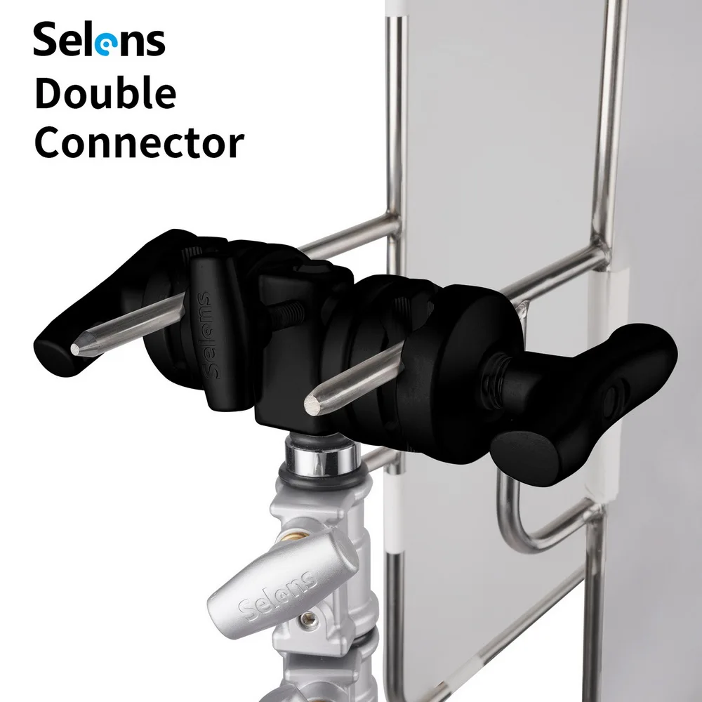 Selens 2 in1  Aluminum Alloy Grip Head  Clamp Mounting Adapter for C-Stand  Light Stand Extension Boom Arm Photo Studio