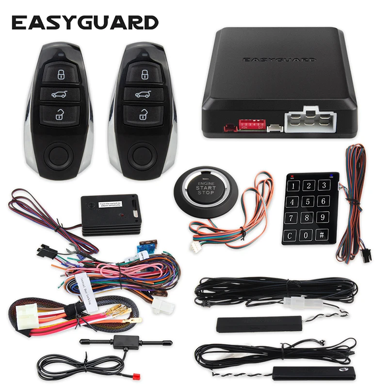 EASYGUARD push start system remote start stop pke car keyless entry system remote central locking system touch password entry