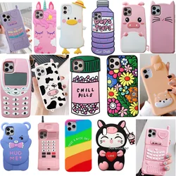 3D Cartoon Soft Silicone Case Phone Back Cover Skin Shell For iPhone 6 6s 7 7Plus 8 8Plus X XR XS Max 11 12 Pro Max Mini