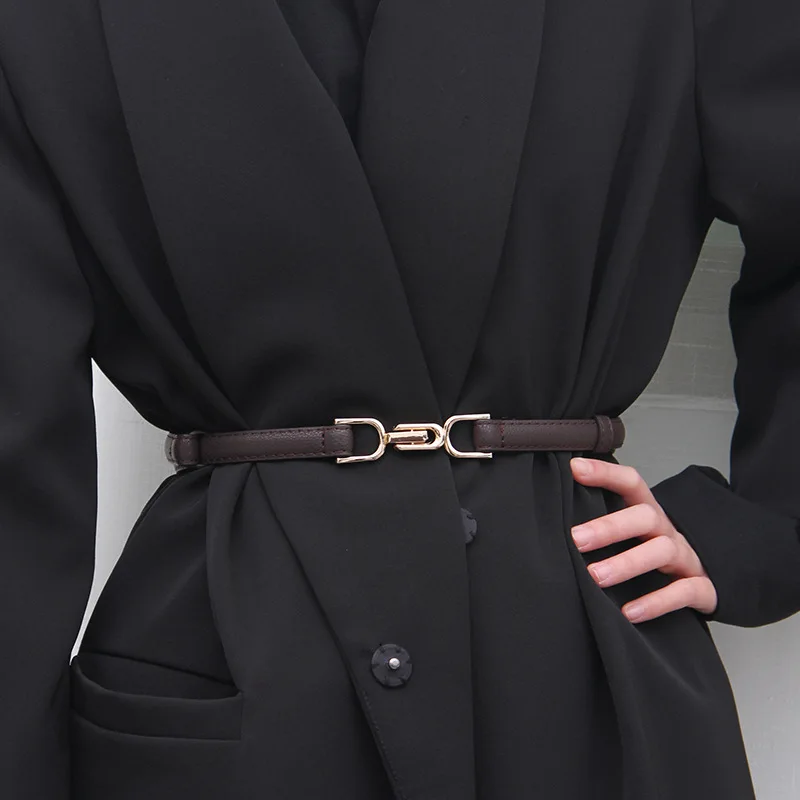 Female Fashion Adjustable Waistband PU Leather Belts for Women Metal Belt Buckle Sweater Dress Waist Band Clothing Accessories