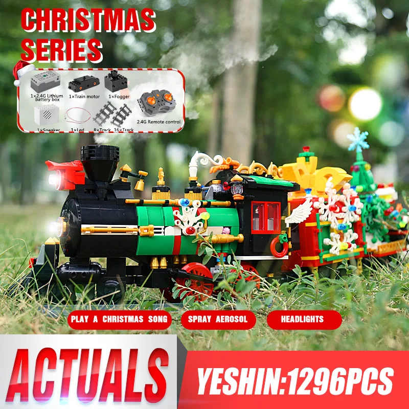 Mould King 12012 Creative Toys The APP Motorized Christmas Train Model Building Blocks Assembly Bricks Toys Kids Christmas Gifts