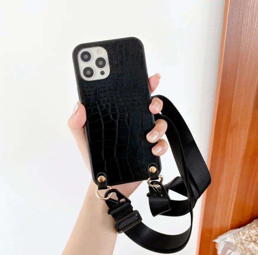 Luxus Umhängetasche Kette Halskette Fall Für iphone 16 15 13 12 14 Pro Max für iphone 17 pro max 17 Lanyard Neck Strap Cord Krokodil