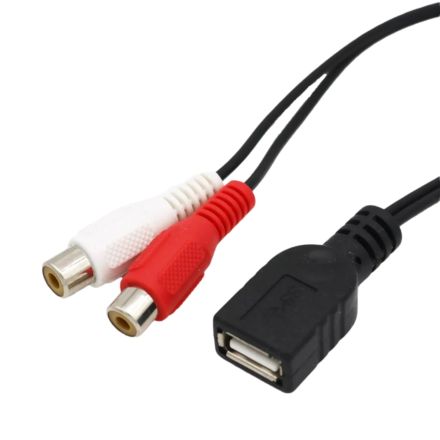 USB 2.0 A żeński na 2x RCA Phono żeński Splitter Audio wideo AV PC TV Aux kompozytowy konwerter kabel Adapter przewód