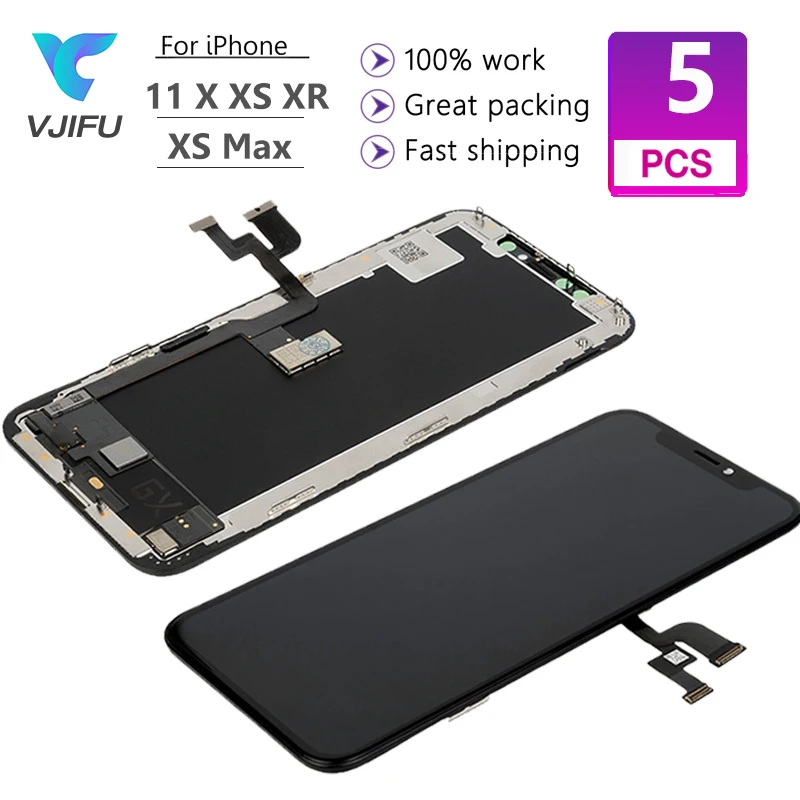 

5 Pcs/Lot LCD Screen For iphone X OLED TFT XS XR XS Max 11 With 3D Touch Digitizer Assembly No Dead Pixel Replacement Display