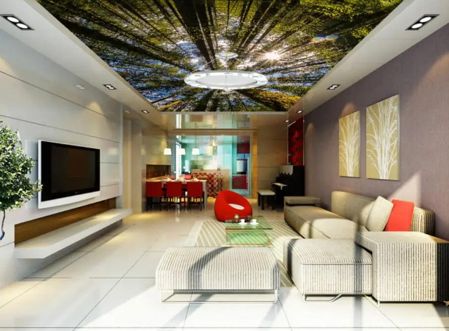 

Sky Tree Ceiling Mural 3D Living Room Bedroom Ceiling Wallpaper Papel De Parede