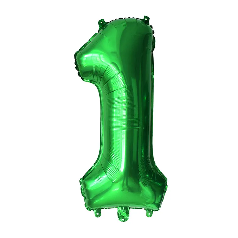 32inch Green Number Balloon Digital 0 1 2 3 4 5 6 7 8 9 Aluminum Foil Ballon for Kids Birthday Party Decoration Safari Wild One