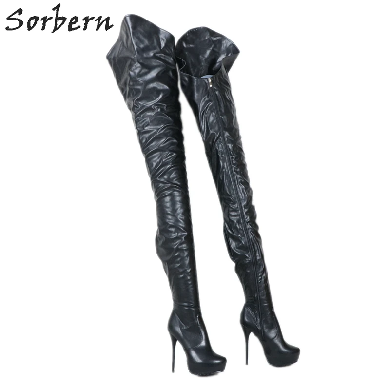 Sorbern Customized 80cm Long Boots Women Crotch Thigh High Heel Platform Asymmetry Outside Long Inside Short For Drag Queen