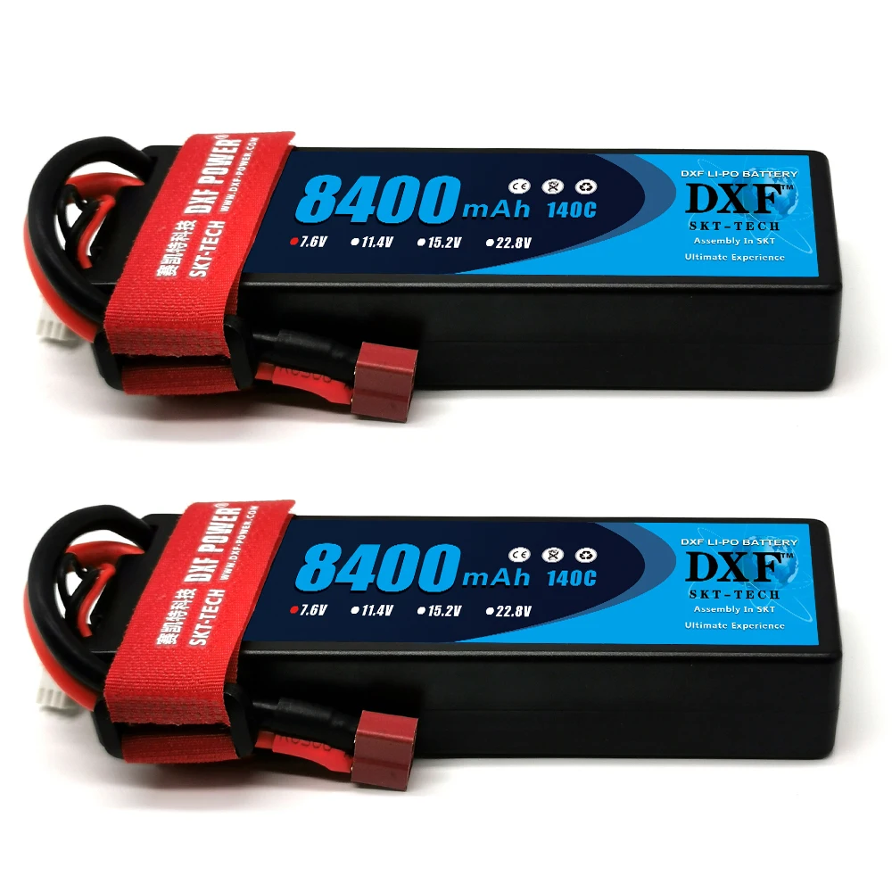 

DXF 2PCS Lipo Battery 2S 7.4V 7.6V 7300Mah 8000MAH 84000MAH 110C 120C 130C 260C 240C 280C HardCase For RC 1/10 Buggy Truck Car